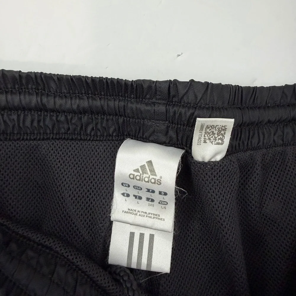 VTG Y2K Adidas Track Pants Mens Large Black White Stripe Mesh Windbreaker Jogger
